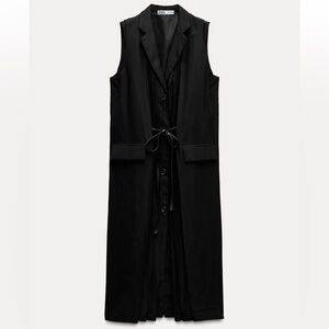 Zara Black Belted Vest Sleeveless Dress Size XL NWT❣️
